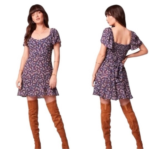 Band of the free Caroline Purple floral crossover mini dress size small - Picture 5 of 8